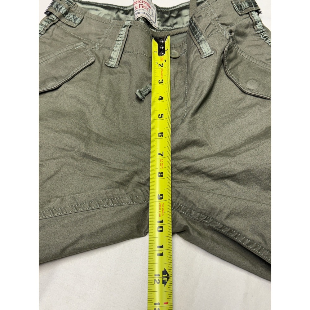Y2k Abercrombie & Fitch Olive Green Cargo Pants Satin Trim Low Rise Size 27X28 - Picture 11 of 14